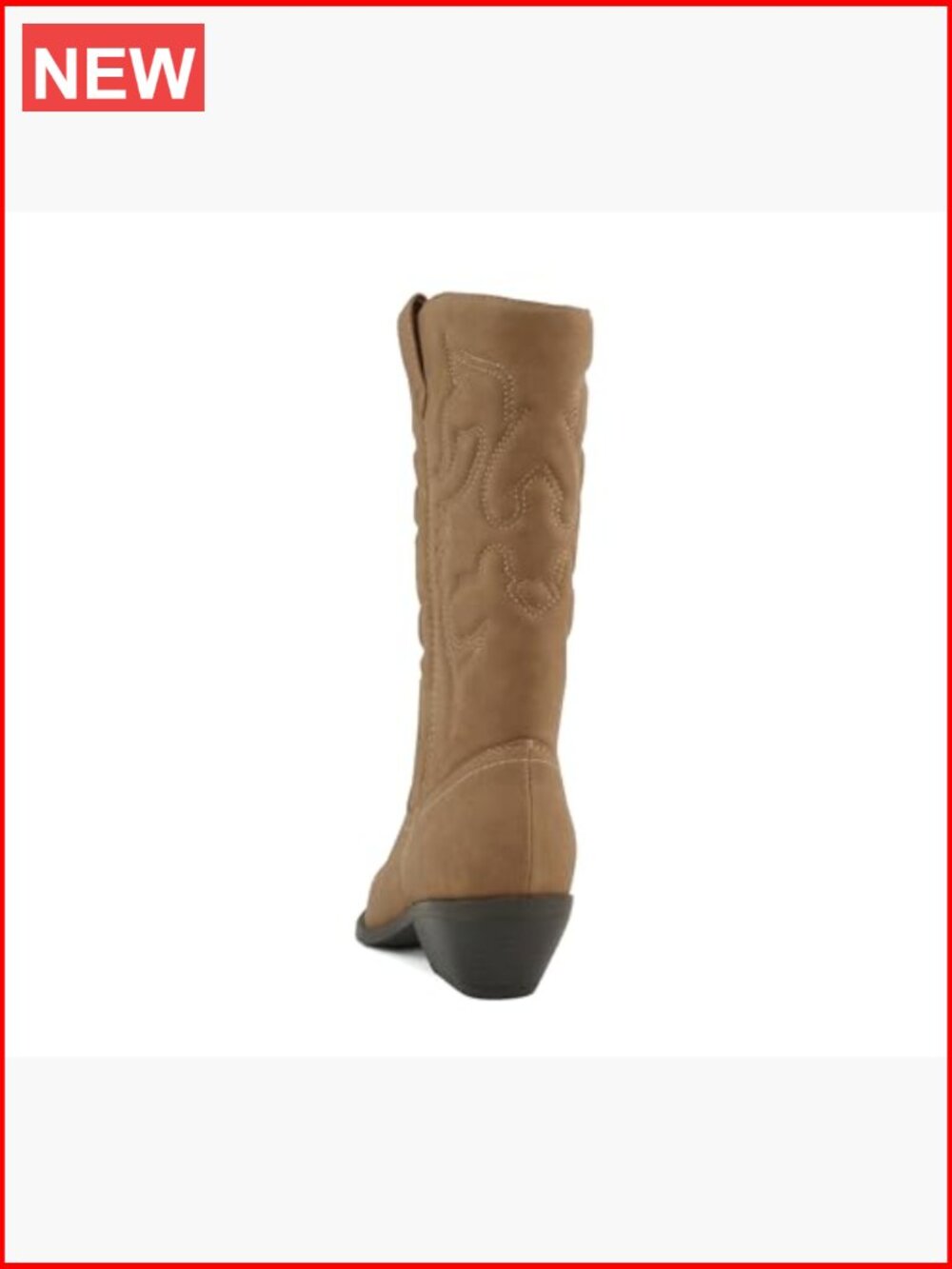 Mid-Calf Western Cowboy Boots with Pointed Toe & Side Zipper - Picture 3 of 5
